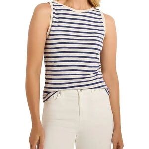 Nic + Zoe Nautical Stripe Tank | Blue Cream Sleeveless Top | Size Small